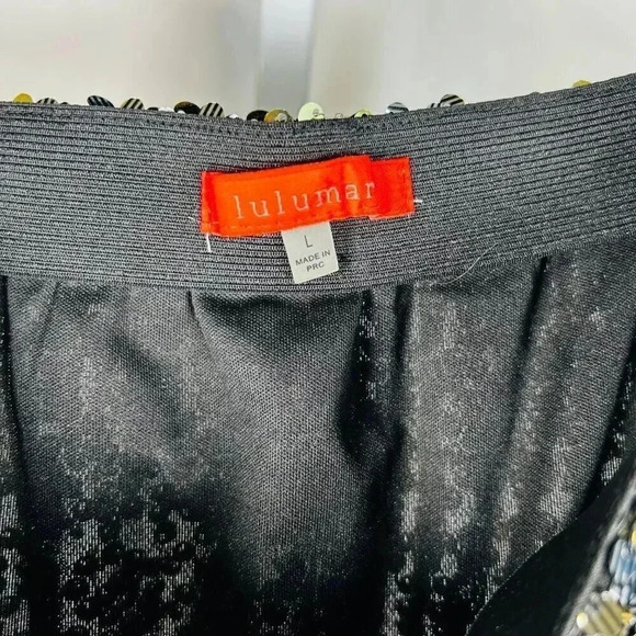 Lulumar Size Large Sequin Skirt Shiny Sparkly Formal Gold Silver - Picture 7 of 7